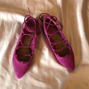 ✅SOLDVMagenta Lace-up Flats🧞‍♀️